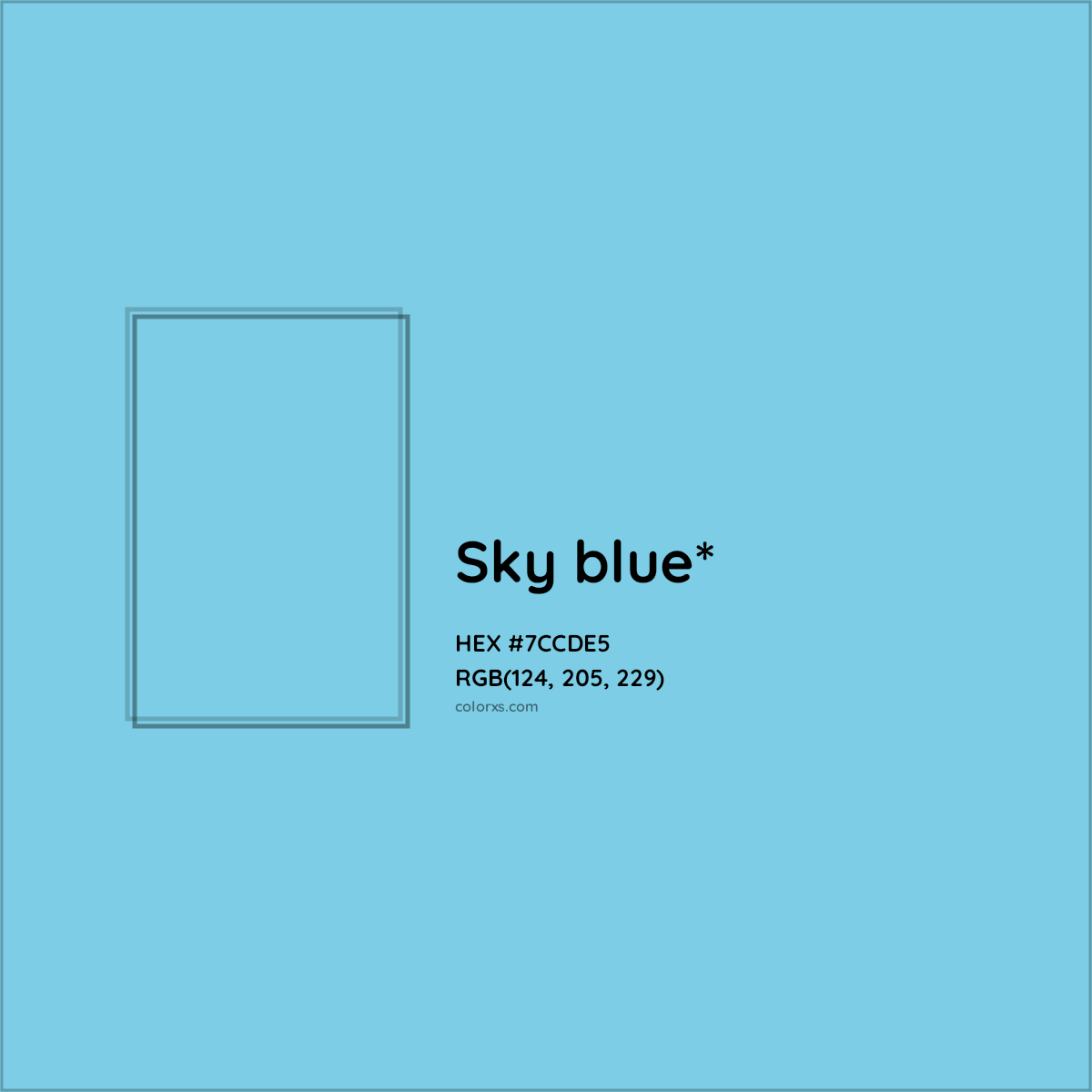 #7CCDE5 hex color. RGB, RYB, CMYK, HSL, HSV codes and color conversions. Matching color names, palettes, paints.