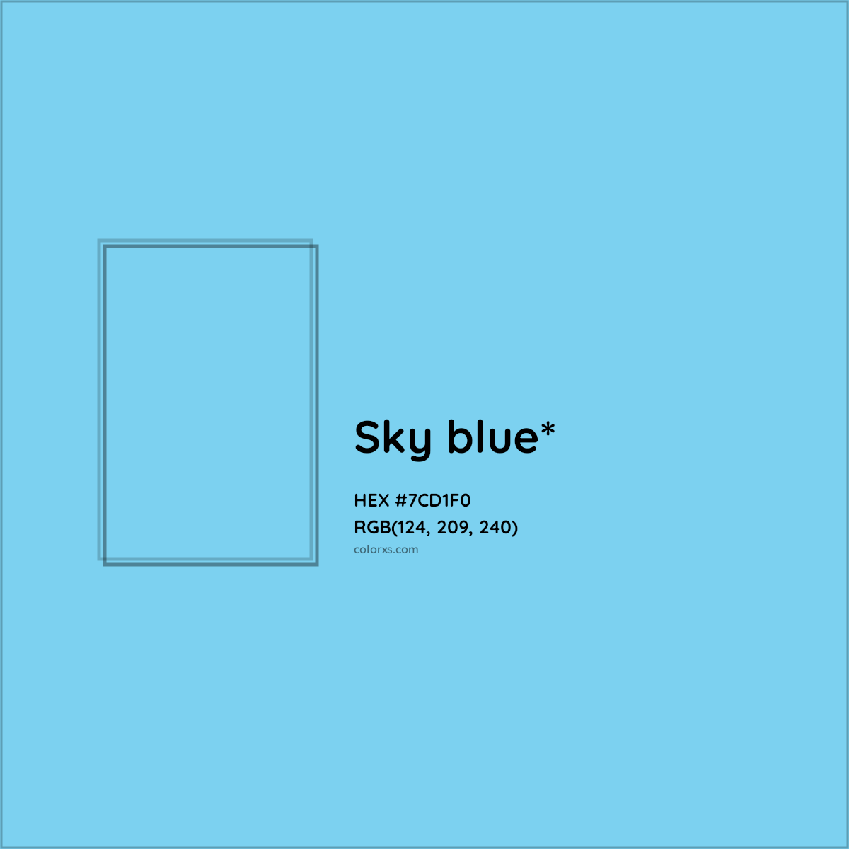 #7CD1F0 hex color. RGB, RYB, CMYK, HSL, HSV codes and color conversions. Matching color names, palettes, paints.