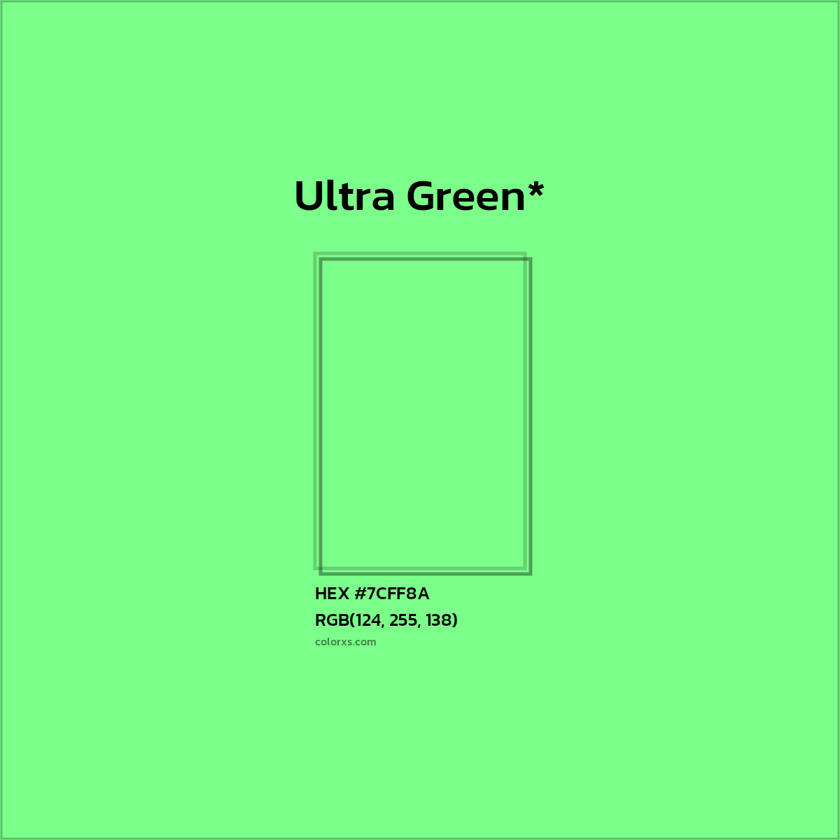 #7CFF8A hex color. RGB, RYB, CMYK, HSL, HSV codes and color conversions. Matching color names, palettes, paints.