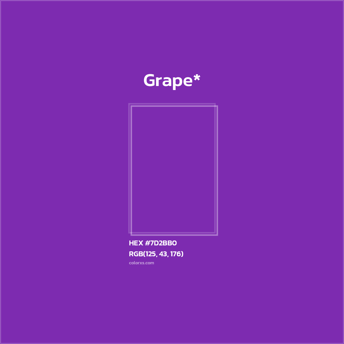 #7D2BB0 hex color. RGB, RYB, CMYK, HSL, HSV codes and color conversions. Matching color names, palettes, paints.
