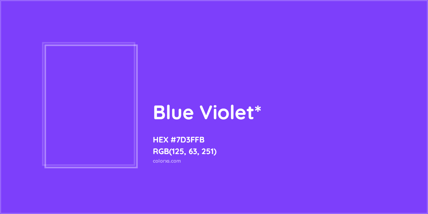 #7D3FFB hex color. RGB, RYB, CMYK, HSL, HSV codes and color conversions. Matching color names, palettes, paints.