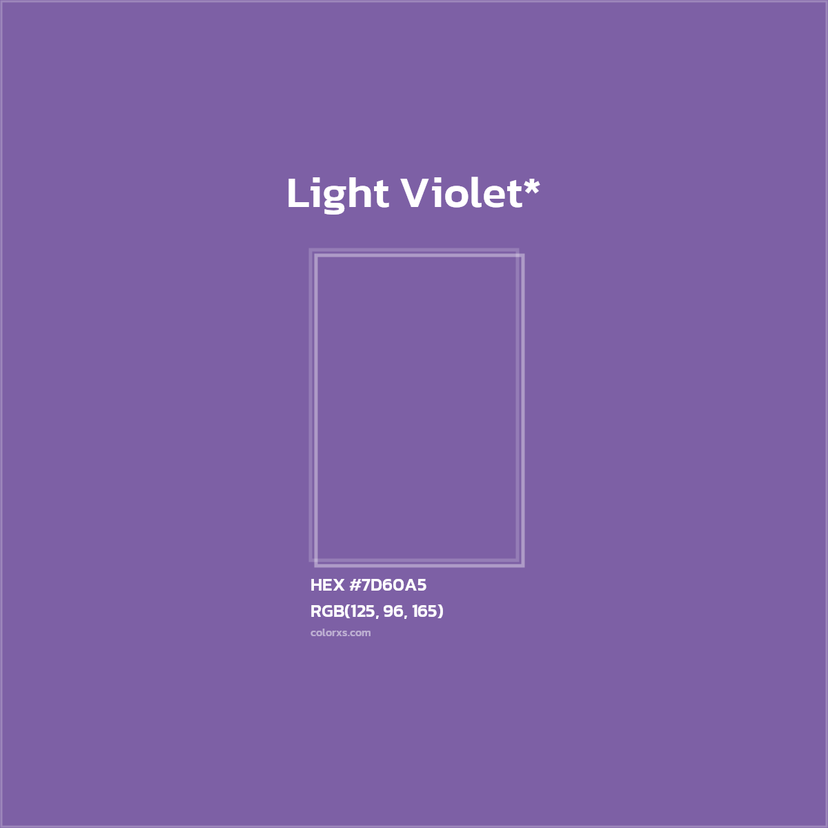 #7D60A5 hex color. RGB, RYB, CMYK, HSL, HSV codes and color conversions. Matching color names, palettes, paints.