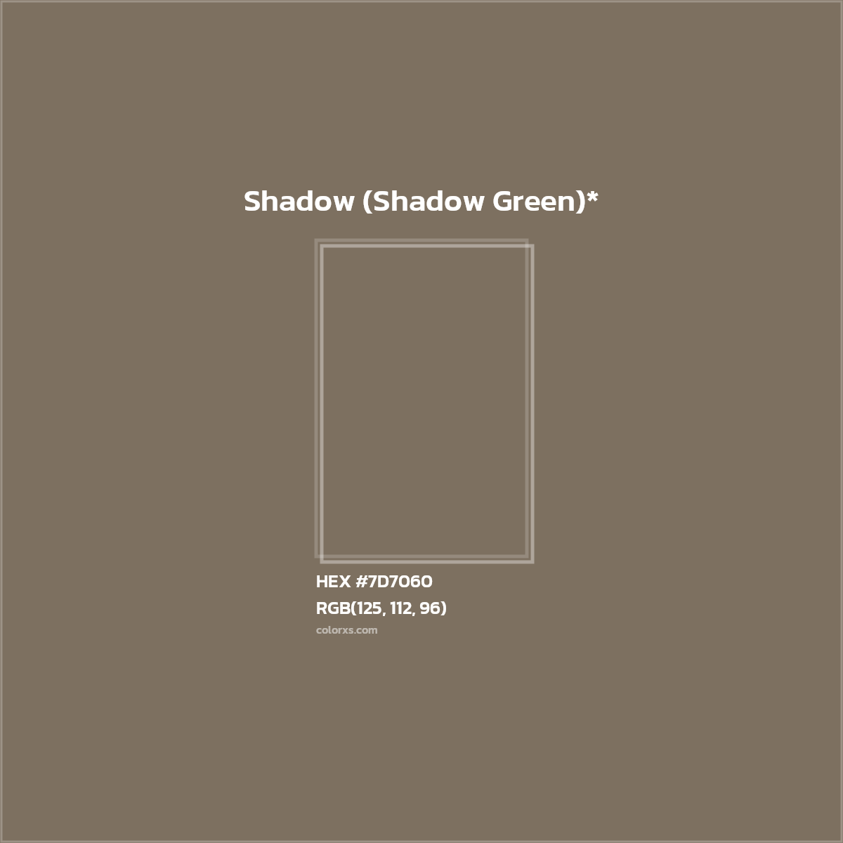 #7D7060 hex color. RGB, RYB, CMYK, HSL, HSV codes and color conversions. Matching color names, palettes, paints.