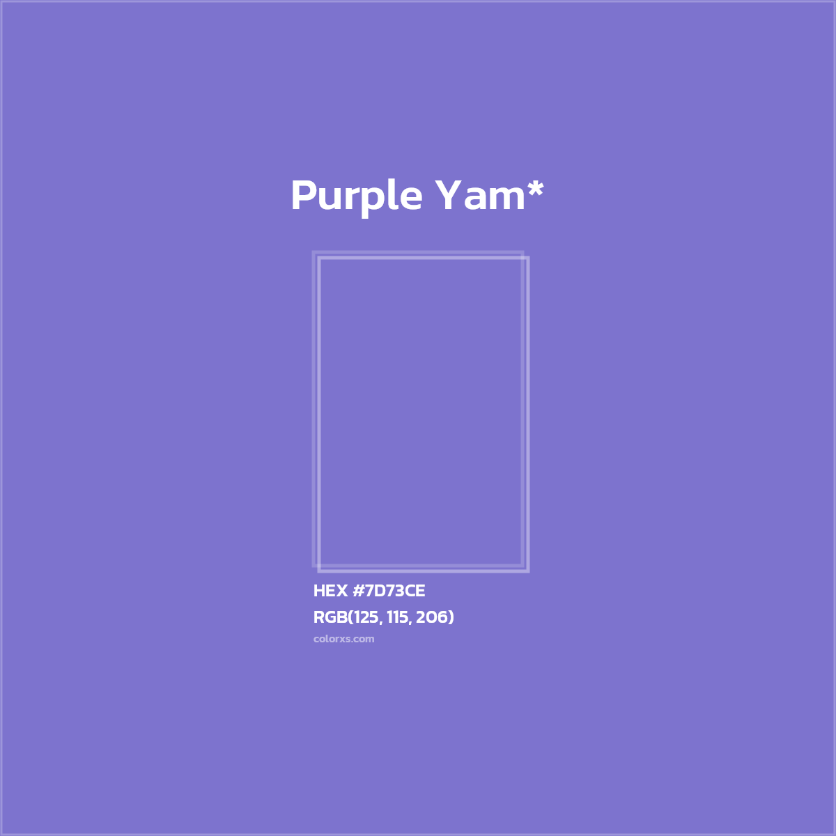 #7D73CE hex color. RGB, RYB, CMYK, HSL, HSV codes and color conversions. Matching color names, palettes, paints.