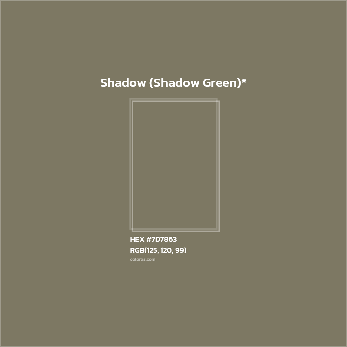 #7D7863 hex color. RGB, RYB, CMYK, HSL, HSV codes and color conversions. Matching color names, palettes, paints.