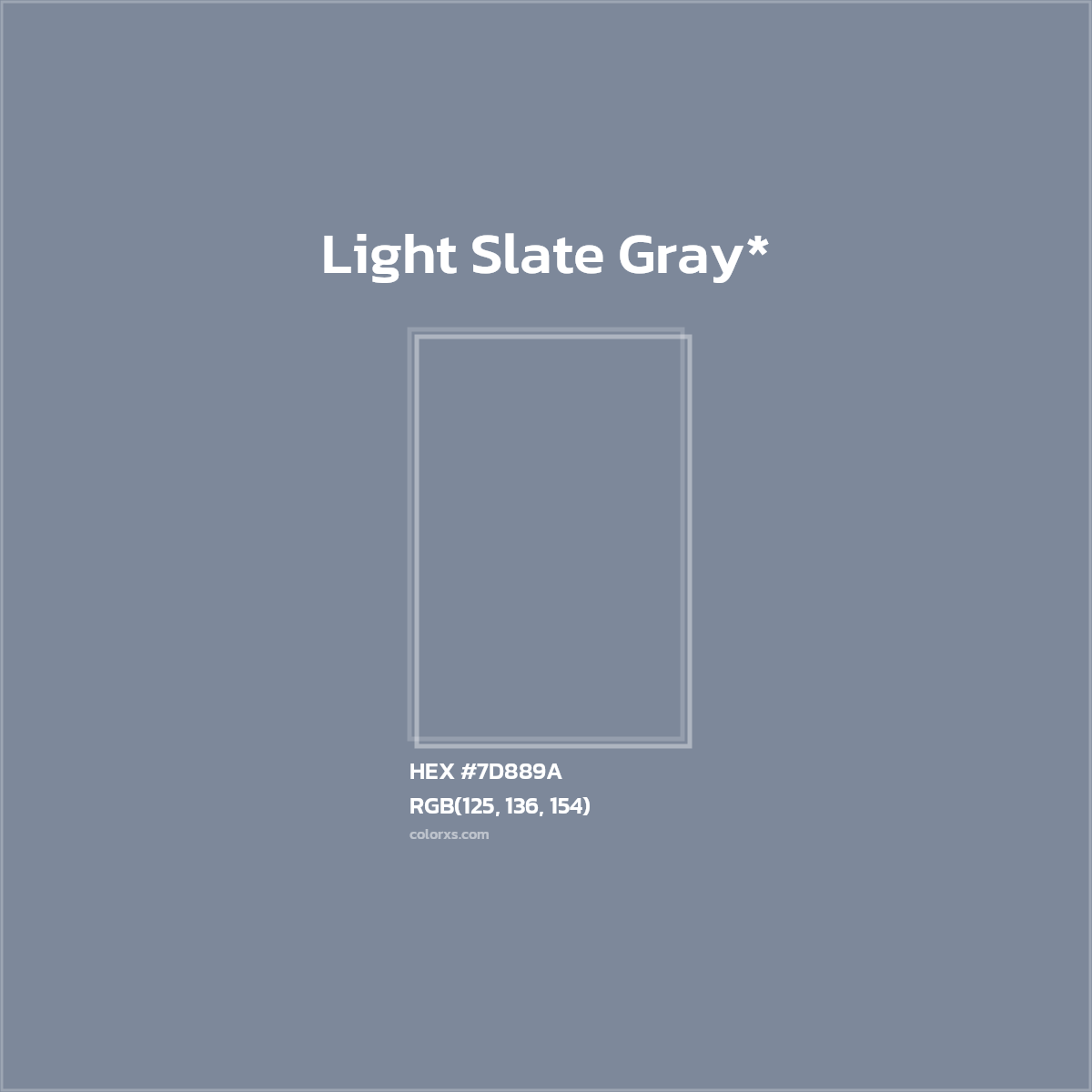 #7D889A hex color. RGB, RYB, CMYK, HSL, HSV codes and color conversions. Matching color names, palettes, paints.
