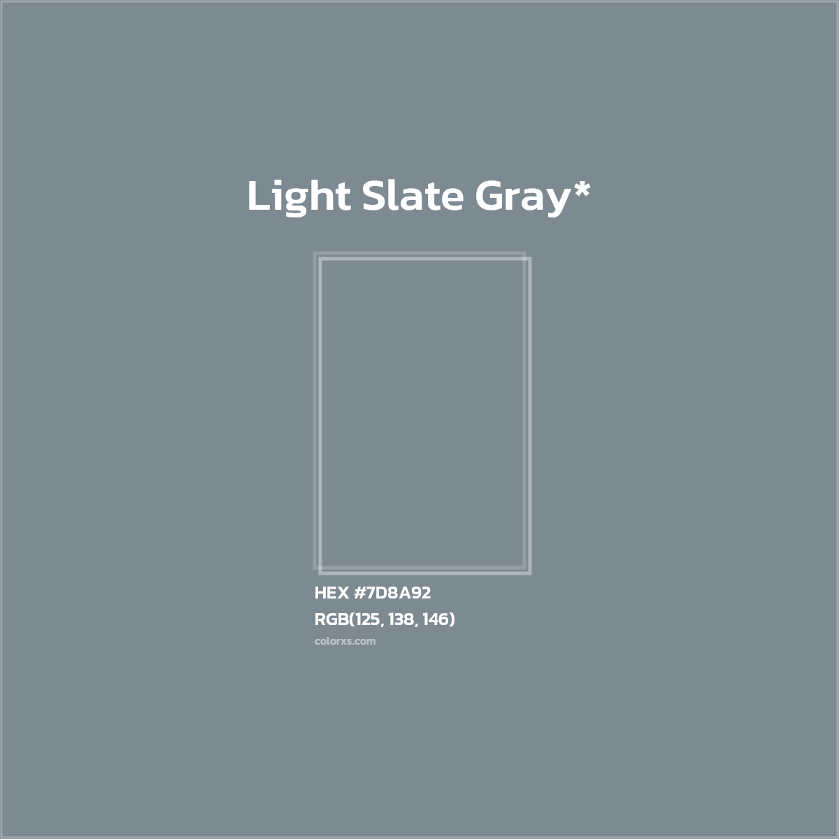 #7D8A92 hex color. RGB, RYB, CMYK, HSL, HSV codes and color conversions. Matching color names, palettes, paints.