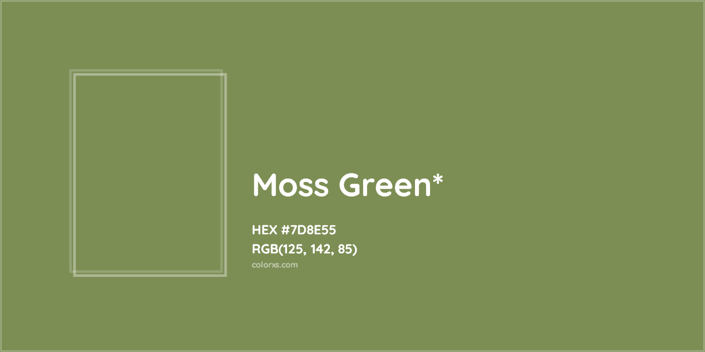 #7D8E55 hex color. RGB, RYB, CMYK, HSL, HSV codes and color conversions. Matching color names, palettes, paints.