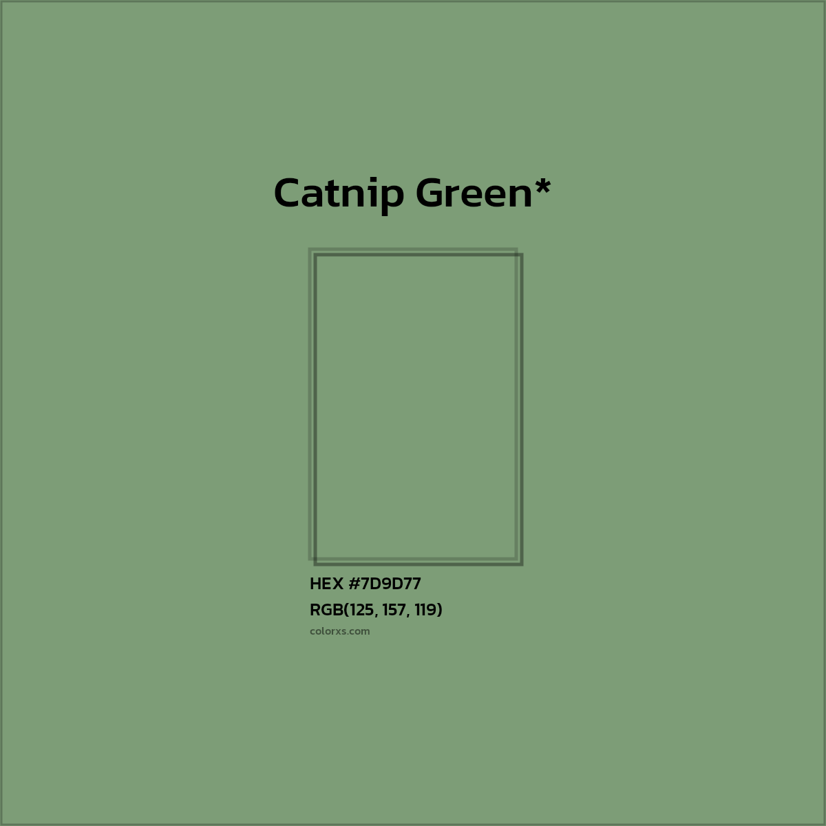 #7D9D77 hex color. RGB, RYB, CMYK, HSL, HSV codes and color conversions. Matching color names, palettes, paints.