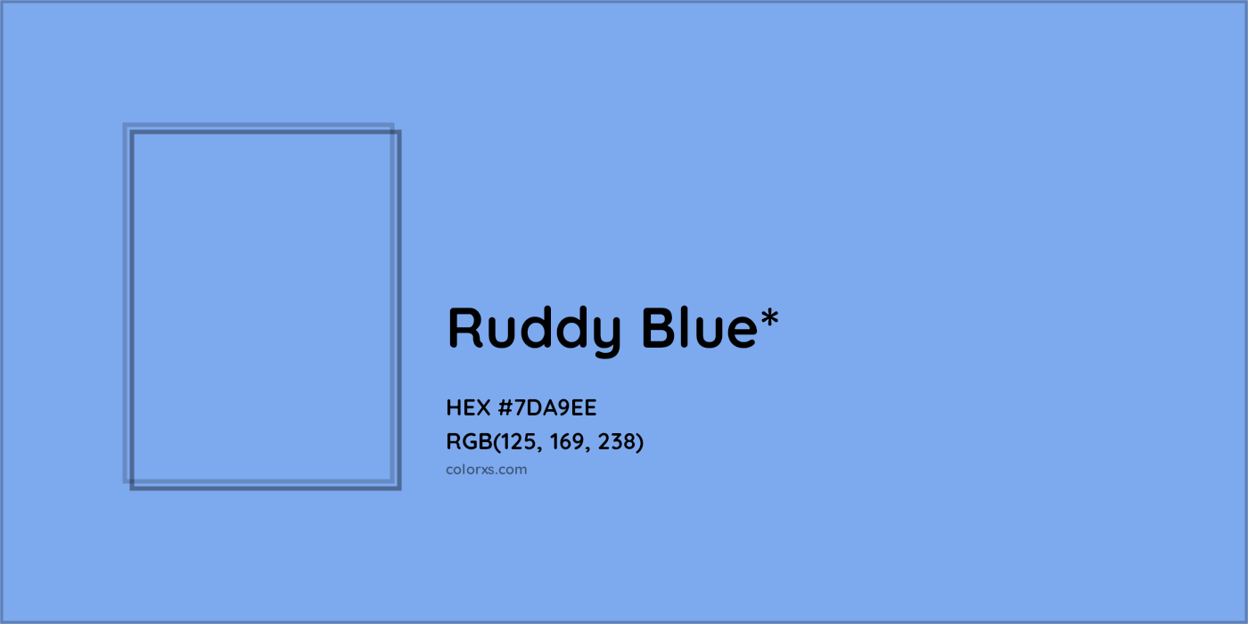 #7DA9EE hex color. RGB, RYB, CMYK, HSL, HSV codes and color conversions. Matching color names, palettes, paints.