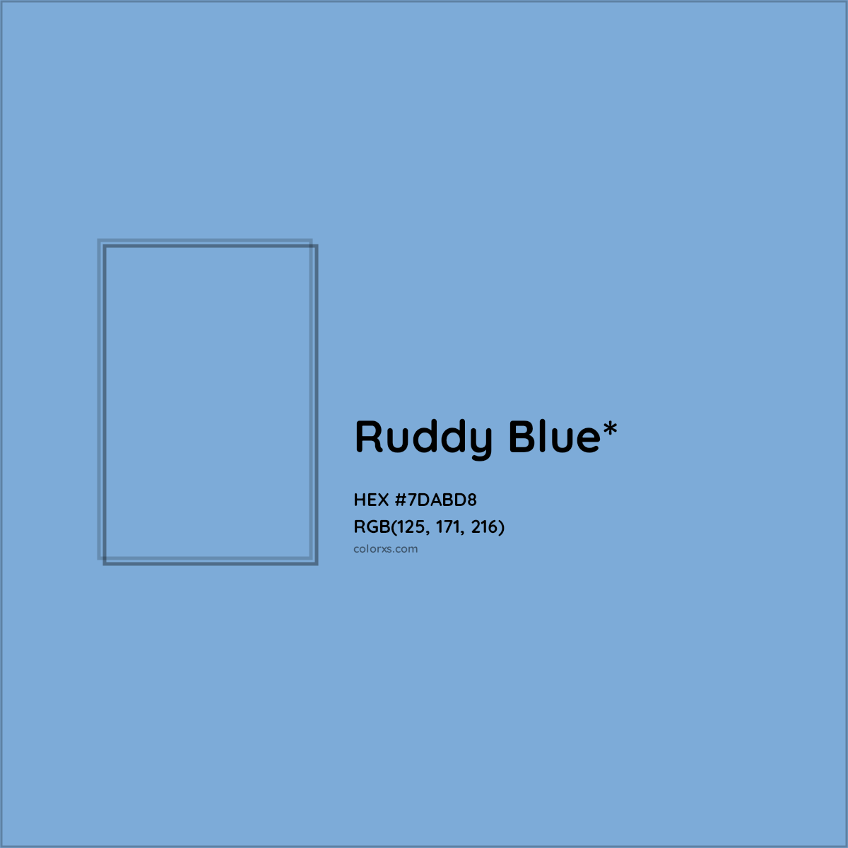 #7DABD8 hex color. RGB, RYB, CMYK, HSL, HSV codes and color conversions. Matching color names, palettes, paints.