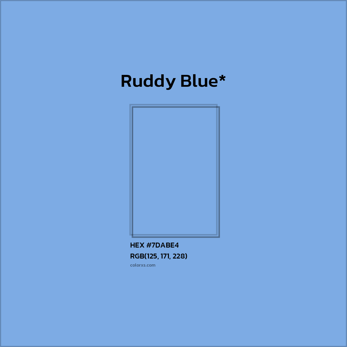 #7DABE4 hex color. RGB, RYB, CMYK, HSL, HSV codes and color conversions. Matching color names, palettes, paints.