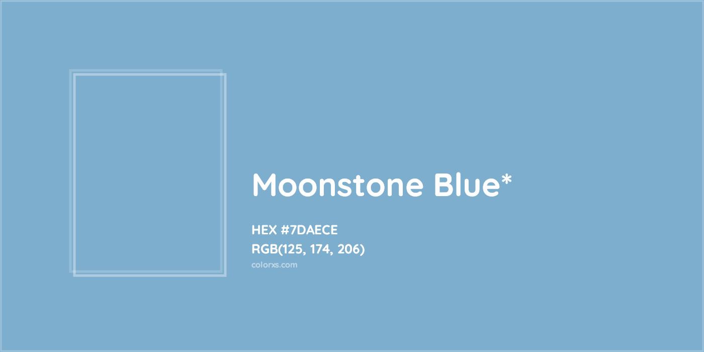 #7DAECE hex color. RGB, RYB, CMYK, HSL, HSV codes and color conversions. Matching color names, palettes, paints.