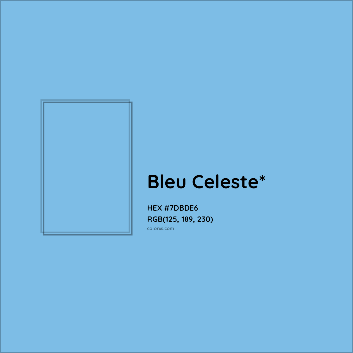 #7DBDE6 hex color. RGB, RYB, CMYK, HSL, HSV codes and color conversions. Matching color names, palettes, paints.