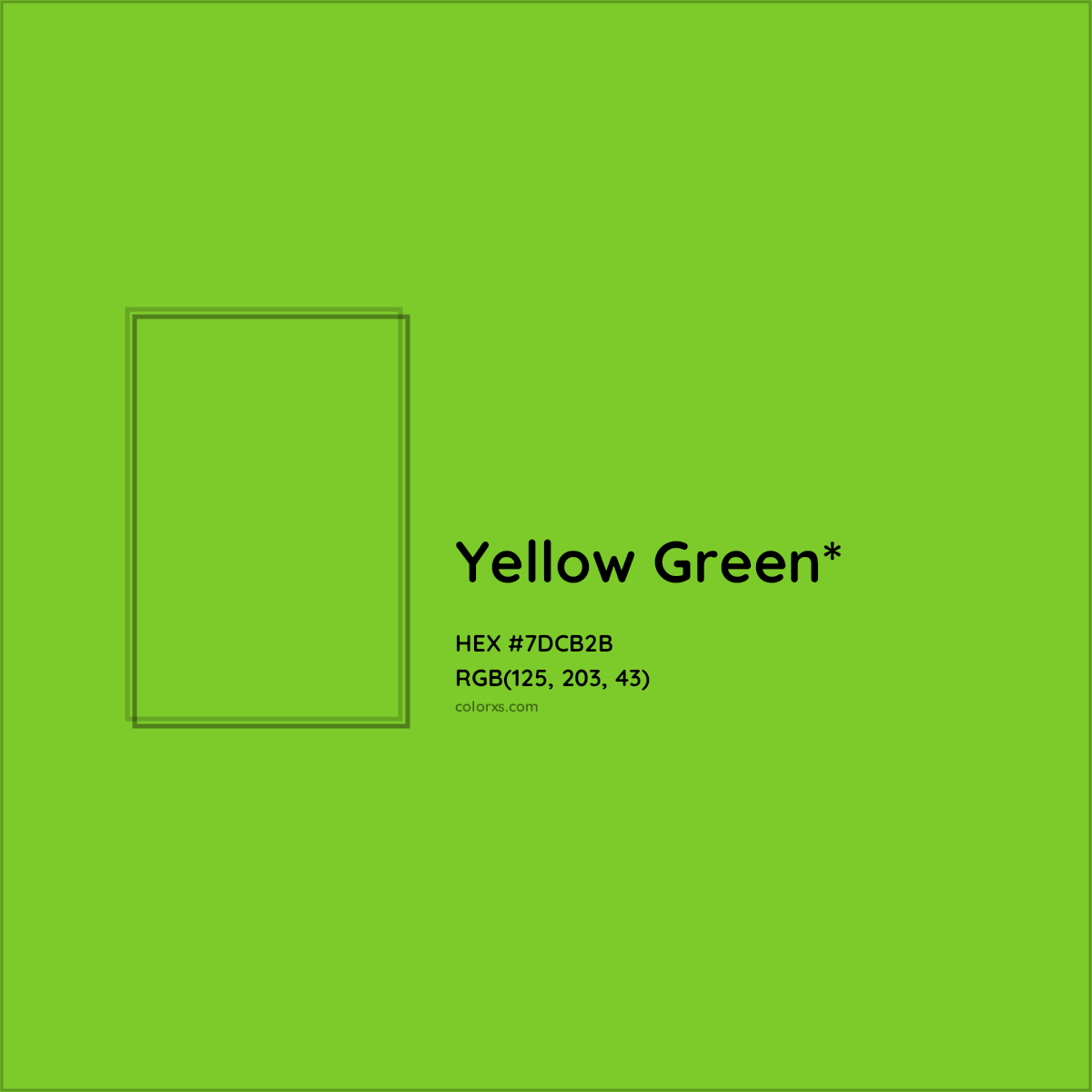 #7DCB2B hex color. RGB, RYB, CMYK, HSL, HSV codes and color conversions. Matching color names, palettes, paints.