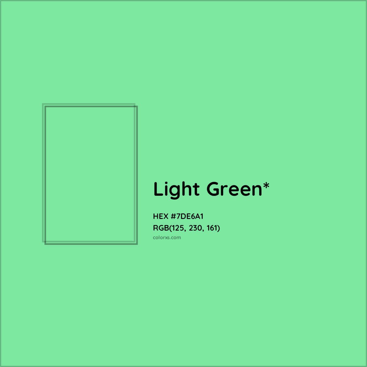 #7DE6A1 hex color. RGB, RYB, CMYK, HSL, HSV codes and color conversions. Matching color names, palettes, paints.