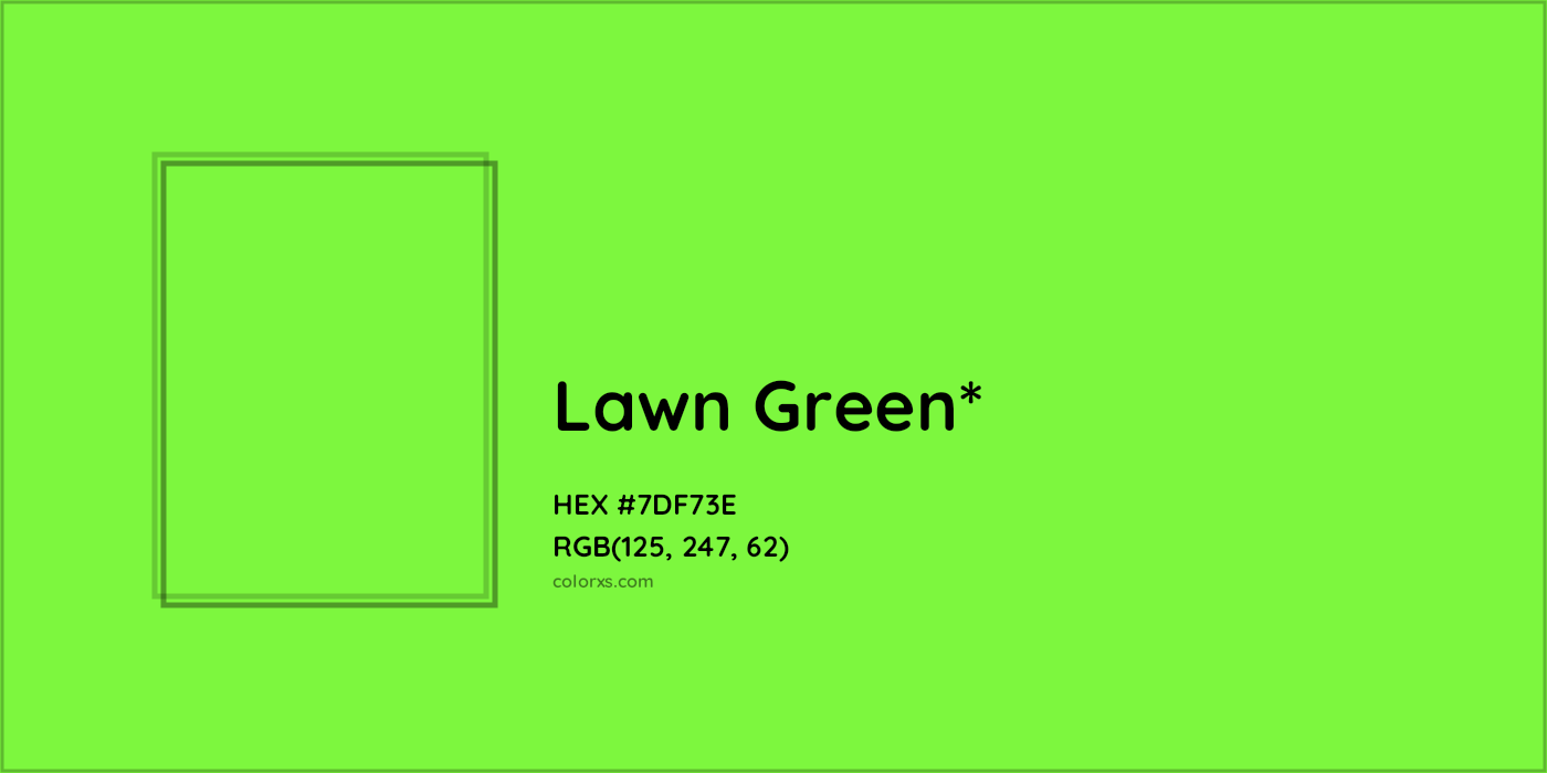 #7DF73E hex color. RGB, RYB, CMYK, HSL, HSV codes and color conversions. Matching color names, palettes, paints.