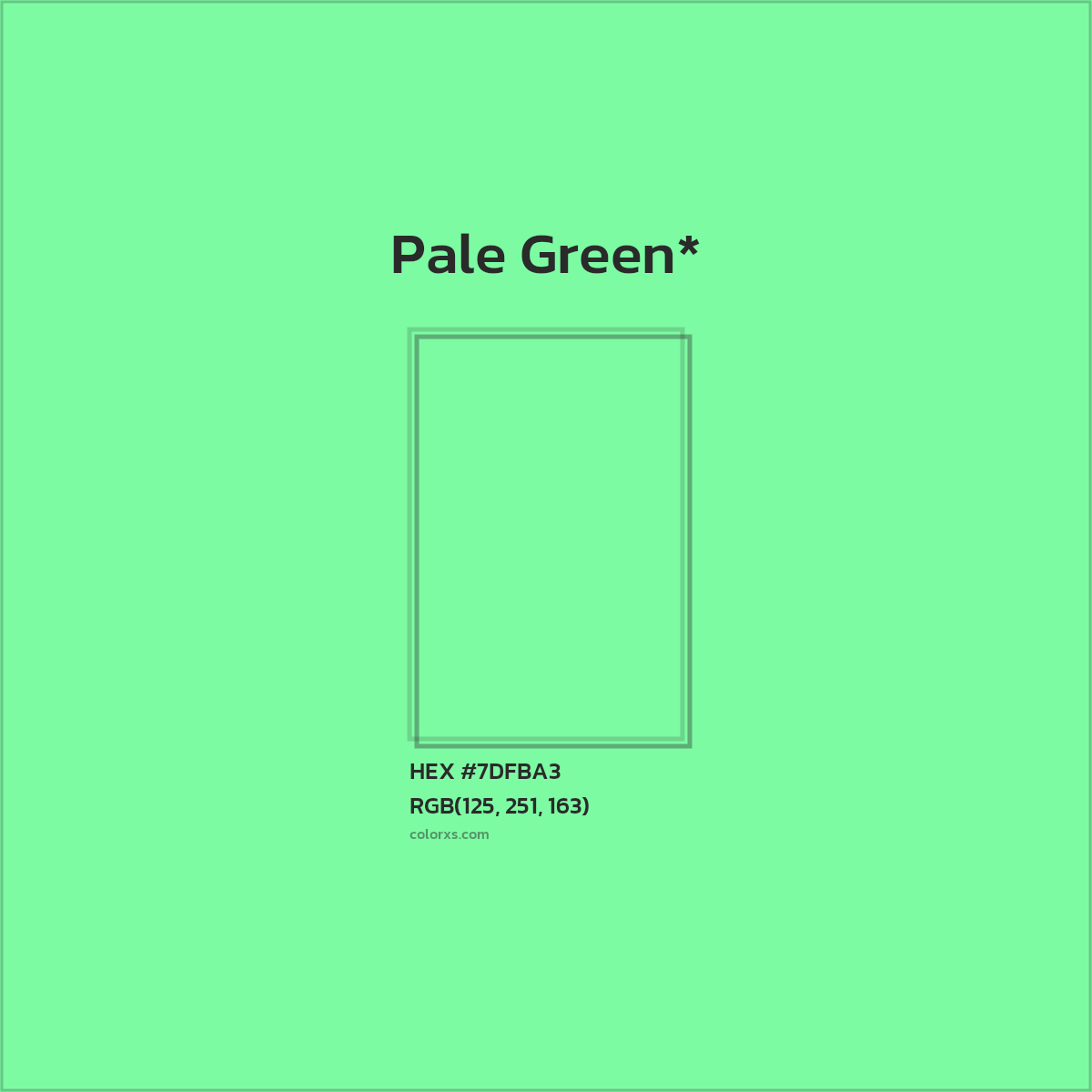 #7DFBA3 hex color. RGB, RYB, CMYK, HSL, HSV codes and color conversions. Matching color names, palettes, paints.