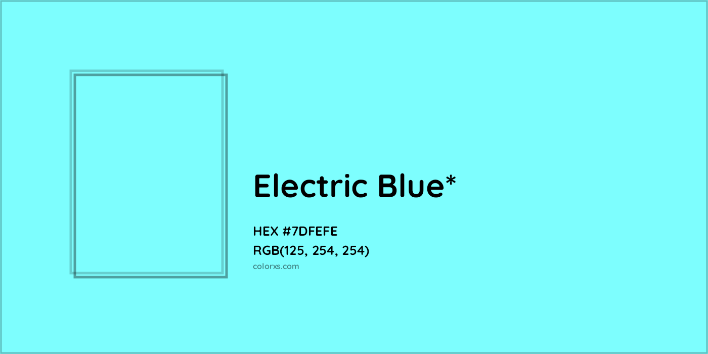#7DFEFE hex color. RGB, RYB, CMYK, HSL, HSV codes and color conversions. Matching color names, palettes, paints.