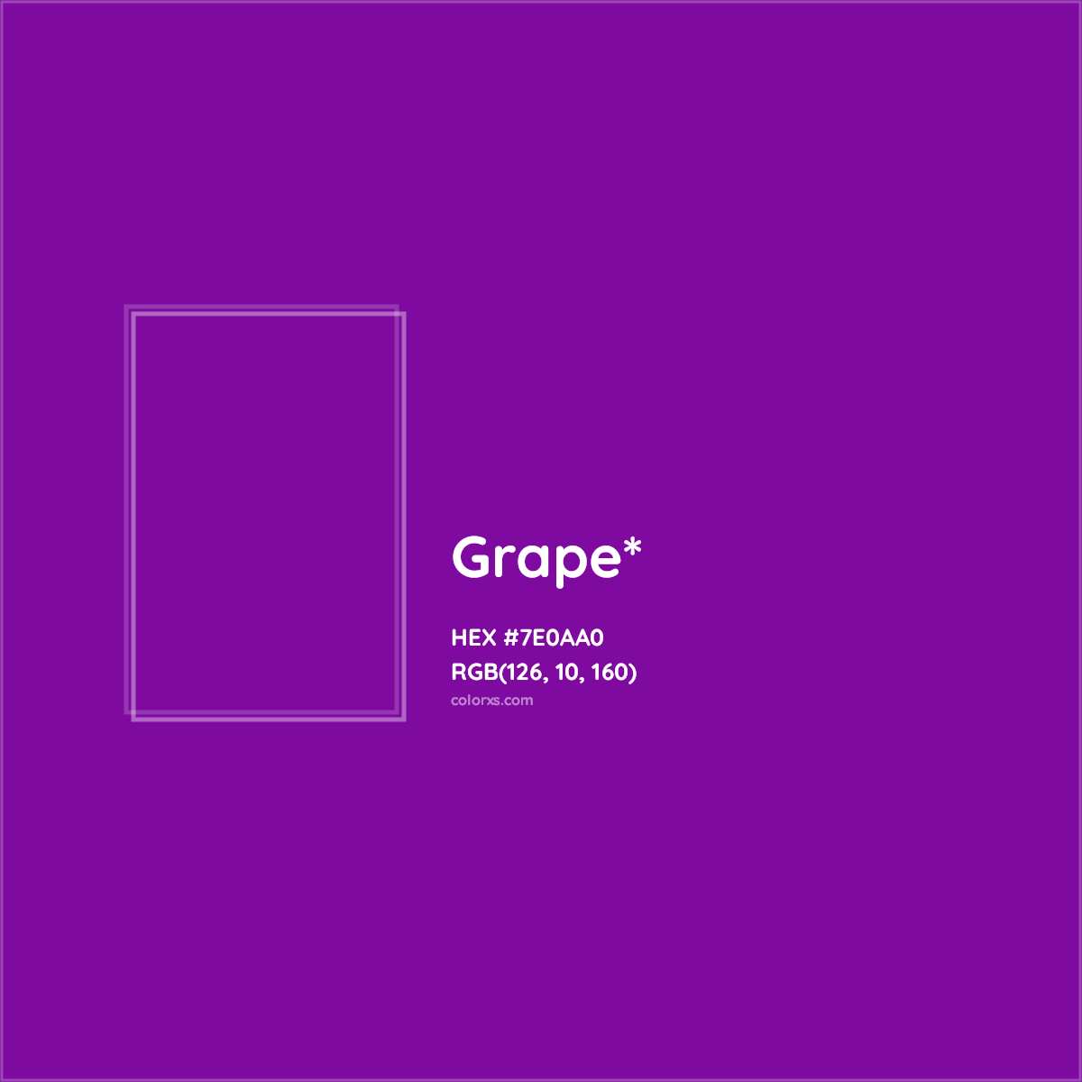 #7E0AA0 hex color. RGB, RYB, CMYK, HSL, HSV codes and color conversions. Matching color names, palettes, paints.