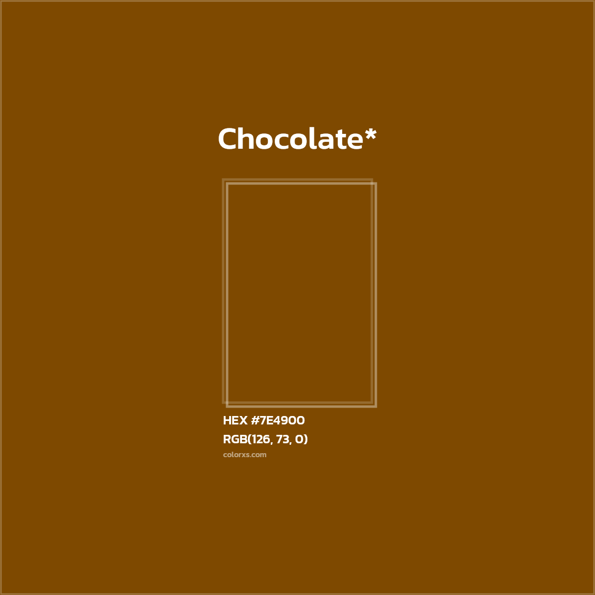 #7E4900 hex color. RGB, RYB, CMYK, HSL, HSV codes and color conversions. Matching color names, palettes, paints.