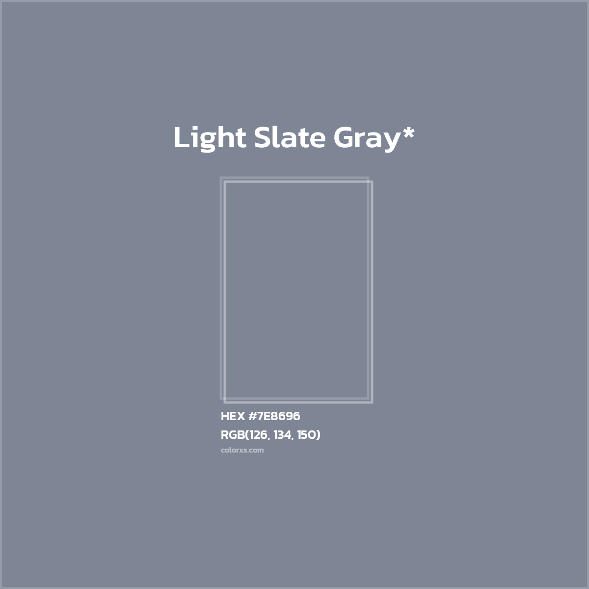 #7E8696 hex color. RGB, RYB, CMYK, HSL, HSV codes and color conversions. Matching color names, palettes, paints.