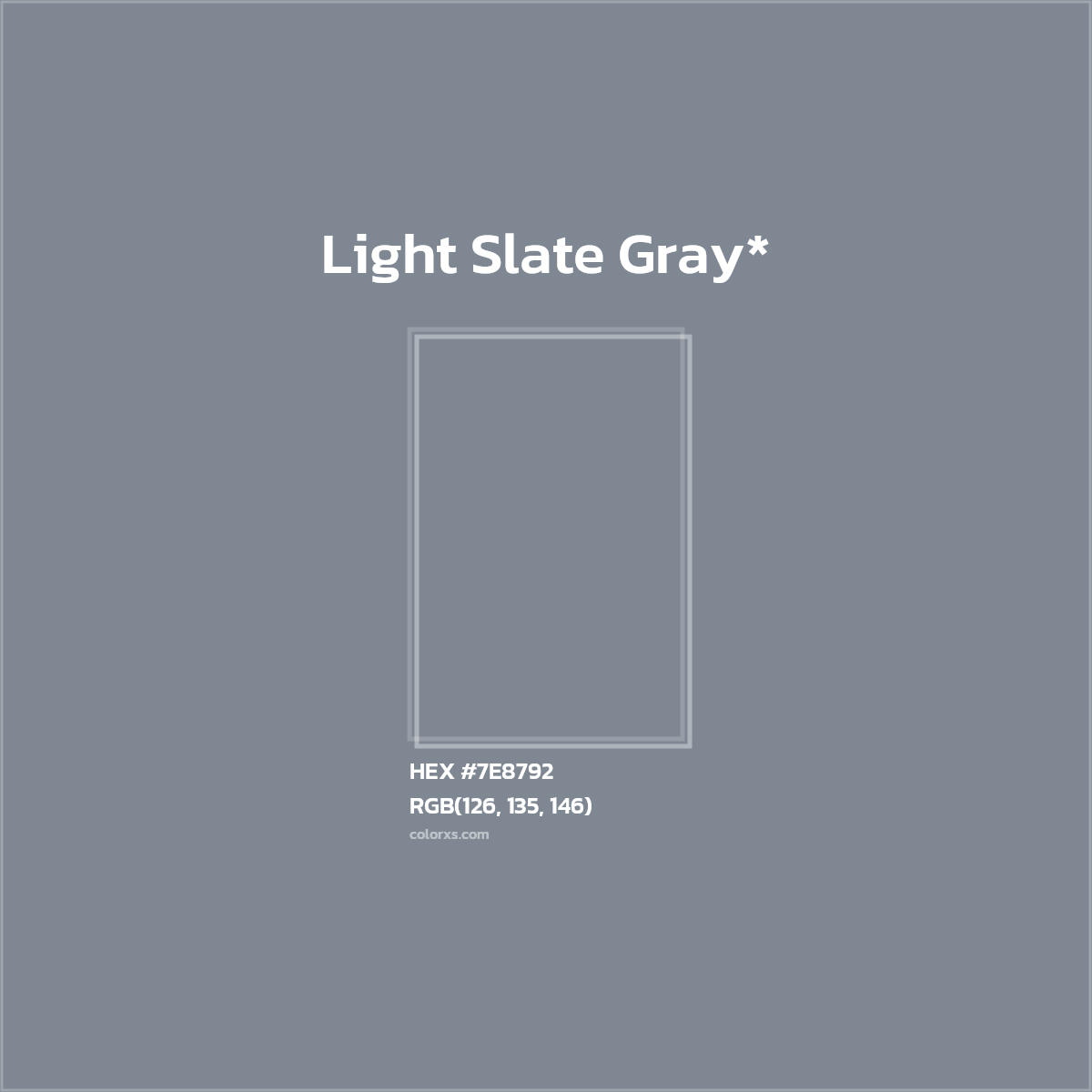 #7E8792 hex color. RGB, RYB, CMYK, HSL, HSV codes and color conversions. Matching color names, palettes, paints.