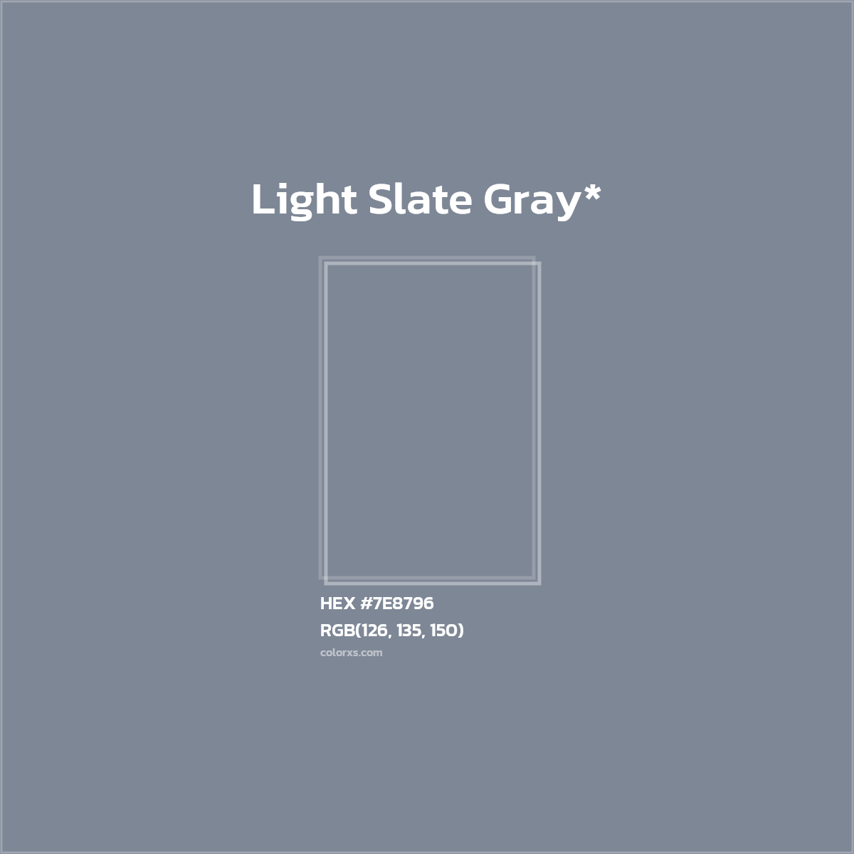 #7E8796 hex color. RGB, RYB, CMYK, HSL, HSV codes and color conversions. Matching color names, palettes, paints.