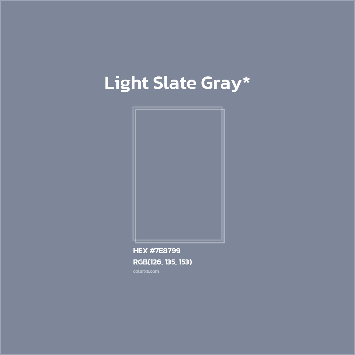 #7E8799 hex color. RGB, RYB, CMYK, HSL, HSV codes and color conversions. Matching color names, palettes, paints.