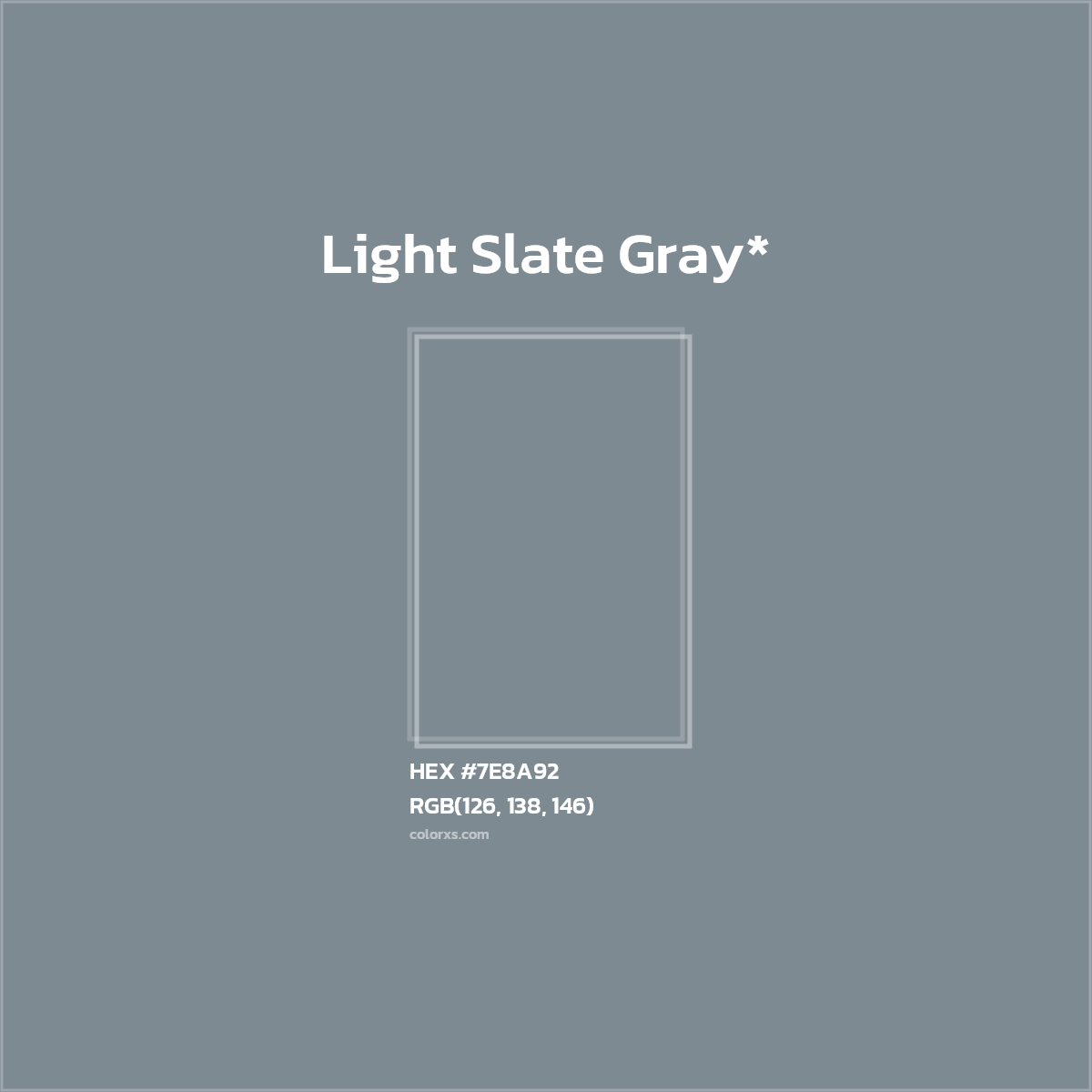 #7E8A92 hex color. RGB, RYB, CMYK, HSL, HSV codes and color conversions. Matching color names, palettes, paints.