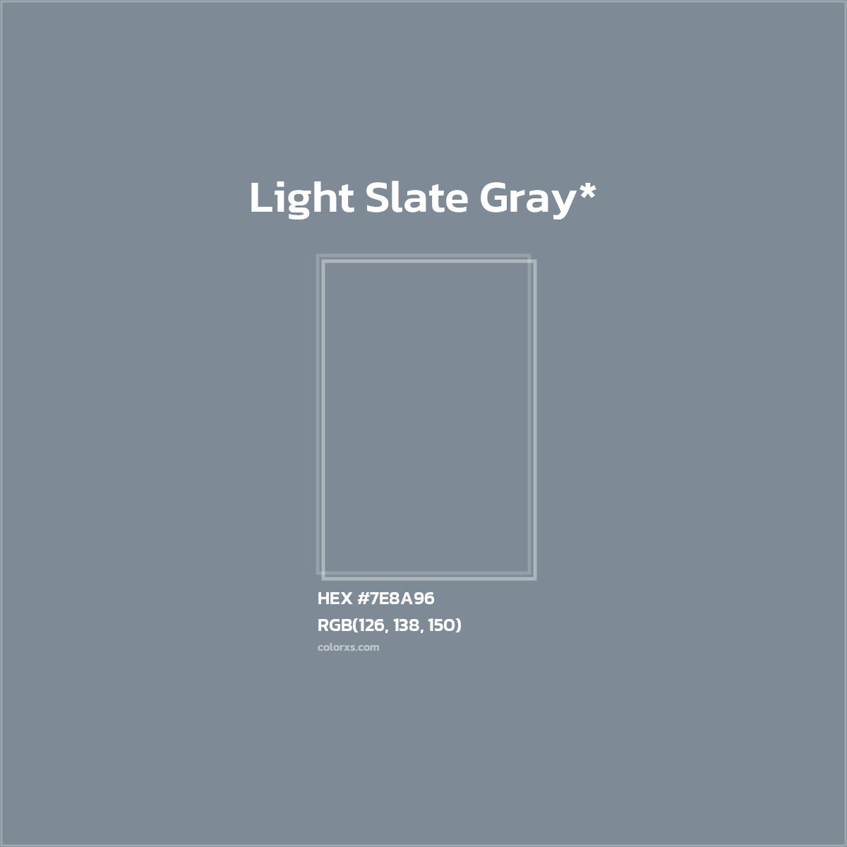 #7E8A96 hex color. RGB, RYB, CMYK, HSL, HSV codes and color conversions. Matching color names, palettes, paints.