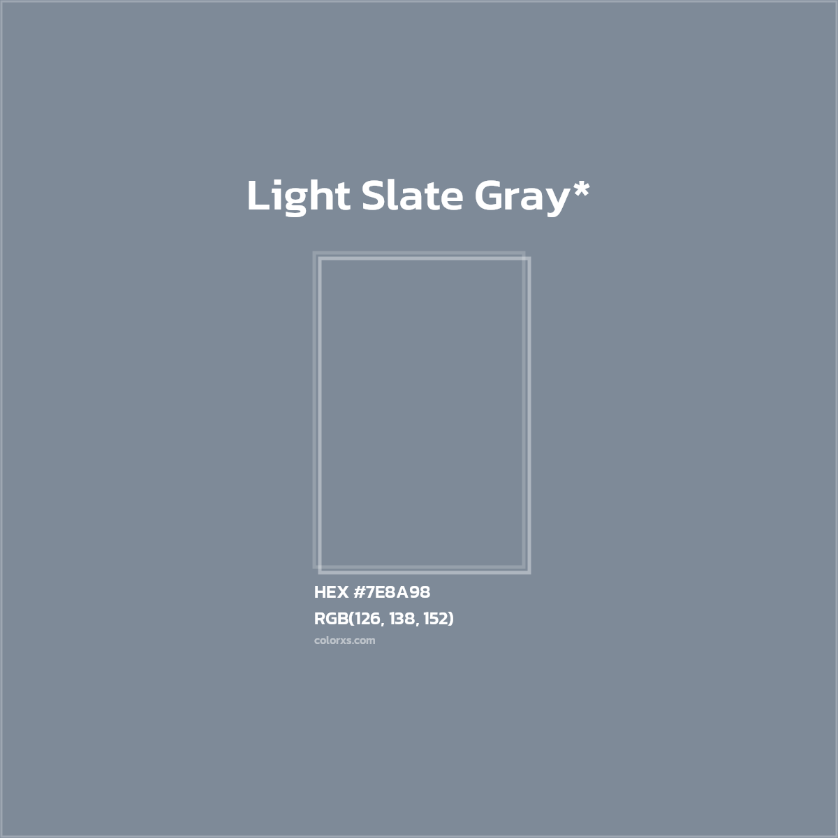 #7E8A98 hex color. RGB, RYB, CMYK, HSL, HSV codes and color conversions. Matching color names, palettes, paints.