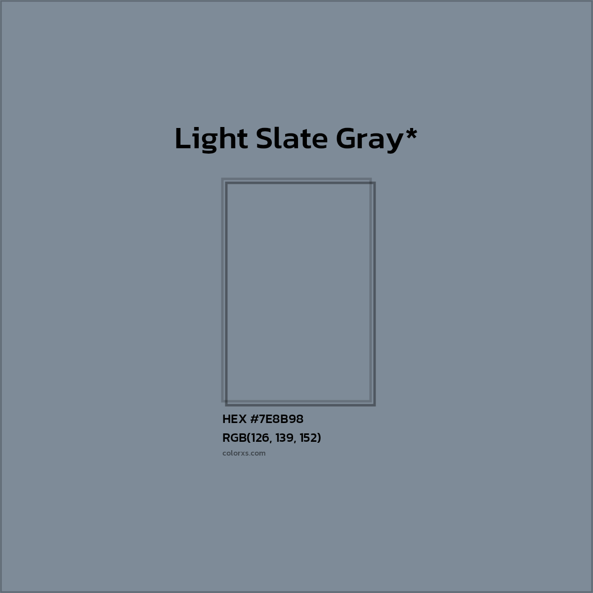 #7E8B98 hex color. RGB, RYB, CMYK, HSL, HSV codes and color conversions. Matching color names, palettes, paints.