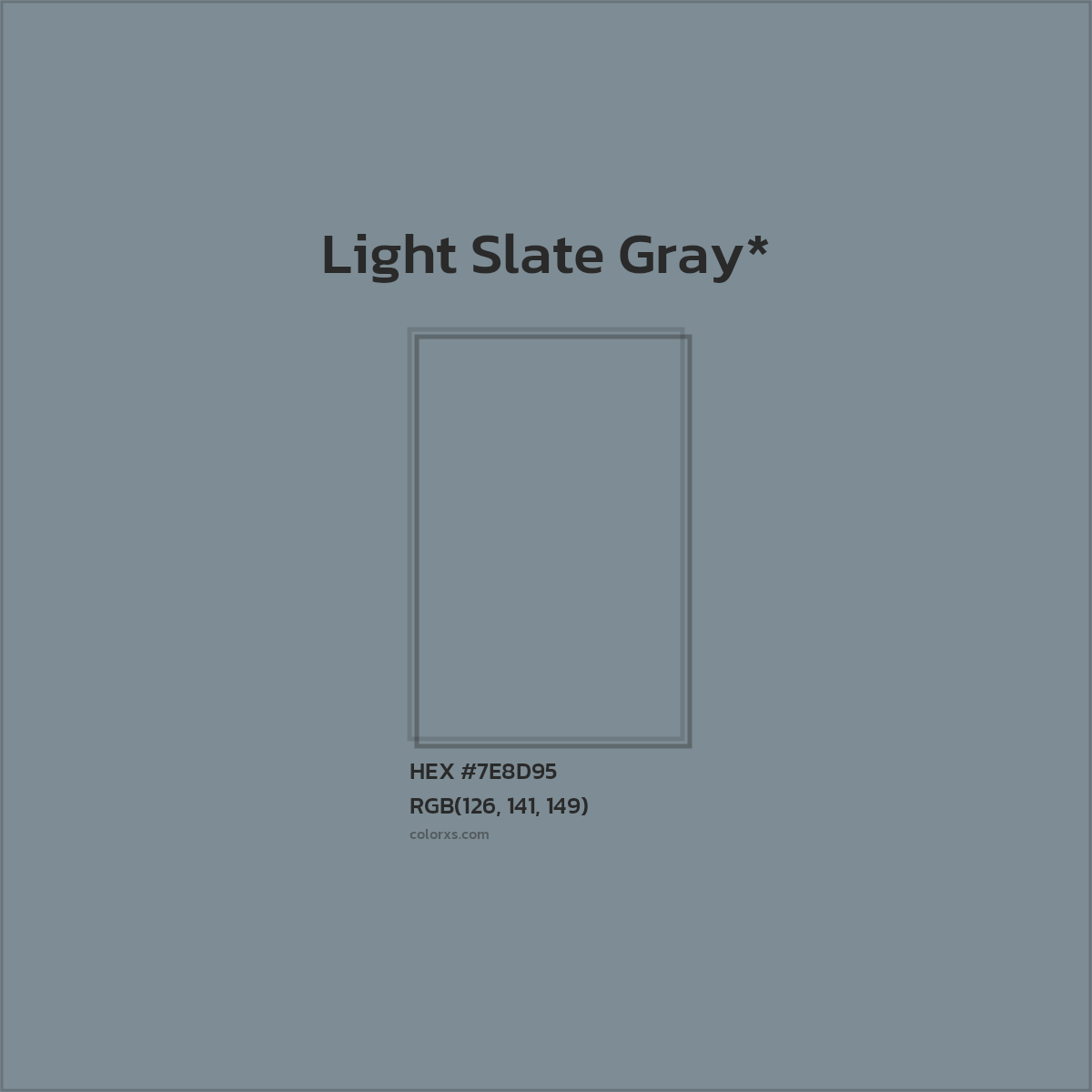 #7E8D95 hex color. RGB, RYB, CMYK, HSL, HSV codes and color conversions. Matching color names, palettes, paints.