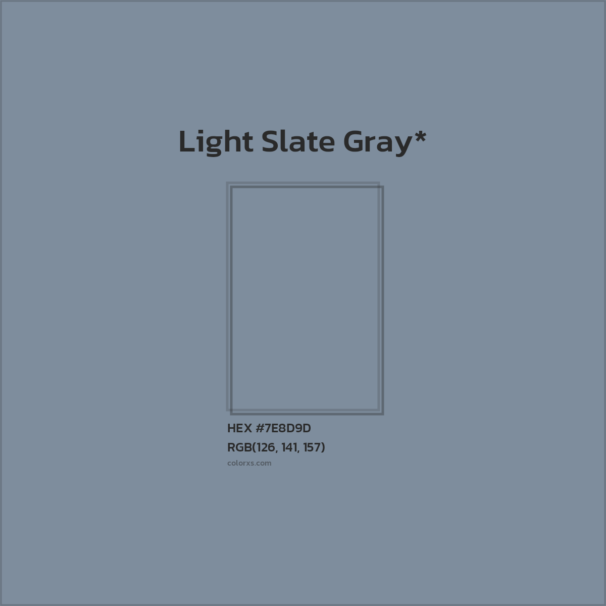 #7E8D9D hex color. RGB, RYB, CMYK, HSL, HSV codes and color conversions. Matching color names, palettes, paints.