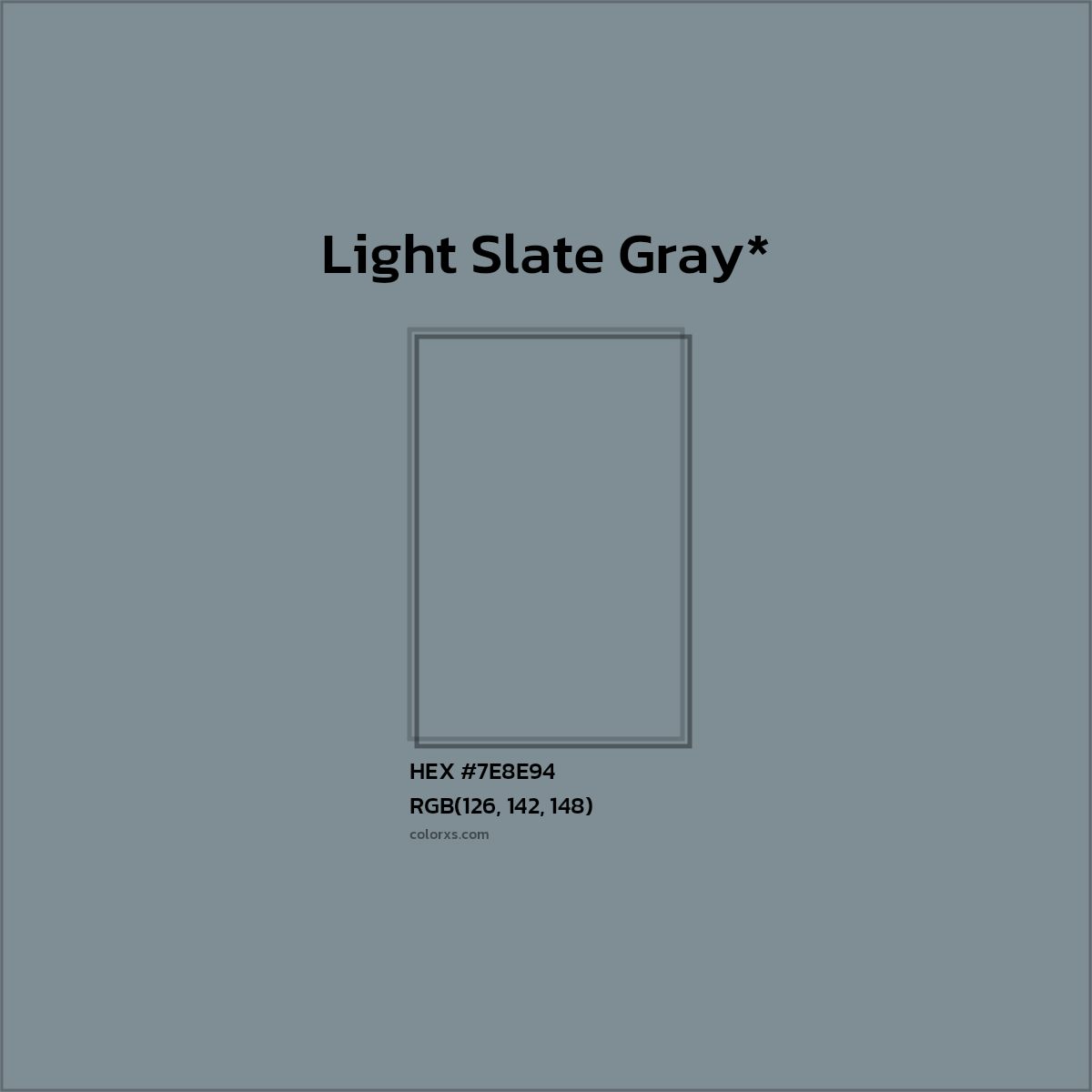 #7E8E94 hex color. RGB, RYB, CMYK, HSL, HSV codes and color conversions. Matching color names, palettes, paints.