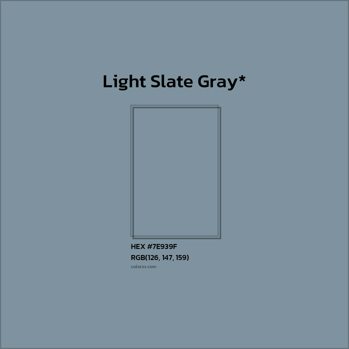 #7E939F hex color. RGB, RYB, CMYK, HSL, HSV codes and color conversions. Matching color names, palettes, paints.