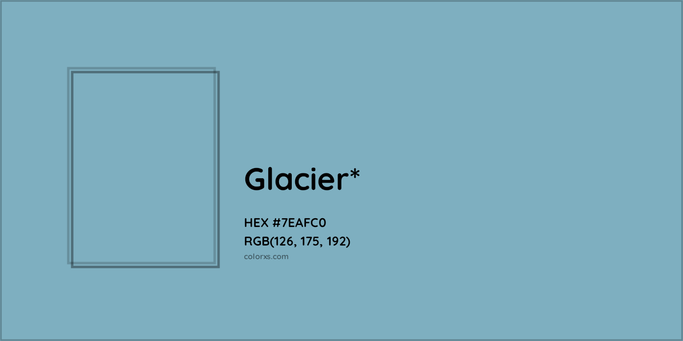 #7EAFC0 hex color. RGB, RYB, CMYK, HSL, HSV codes and color conversions. Matching color names, palettes, paints.