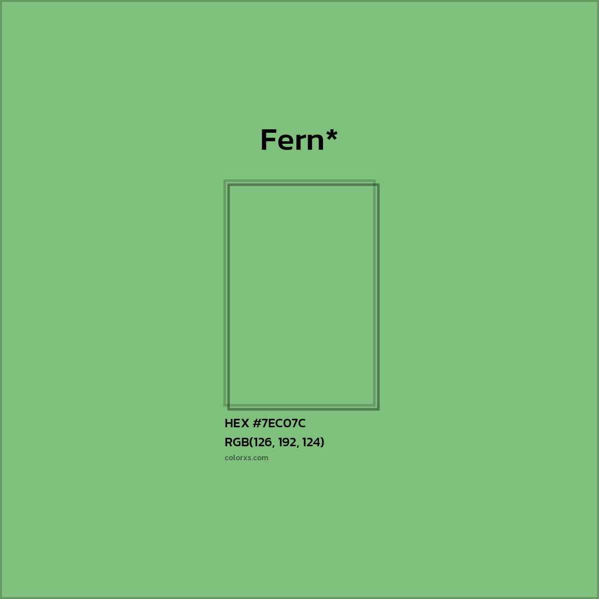 #7EC07C hex color. RGB, RYB, CMYK, HSL, HSV codes and color conversions. Matching color names, palettes, paints.