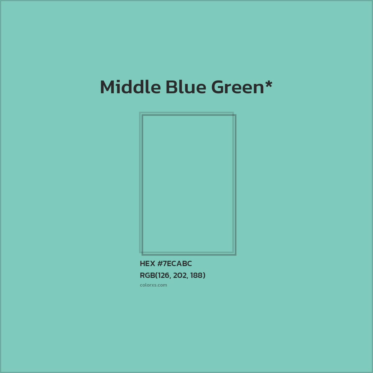 #7ECABC hex color. RGB, RYB, CMYK, HSL, HSV codes and color conversions. Matching color names, palettes, paints.