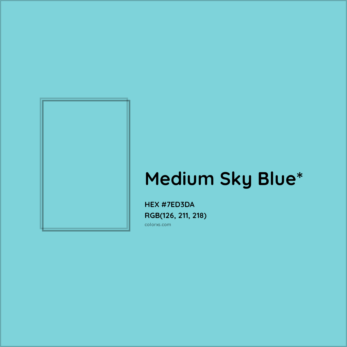 #7ED3DA hex color. RGB, RYB, CMYK, HSL, HSV codes and color conversions. Matching color names, palettes, paints.