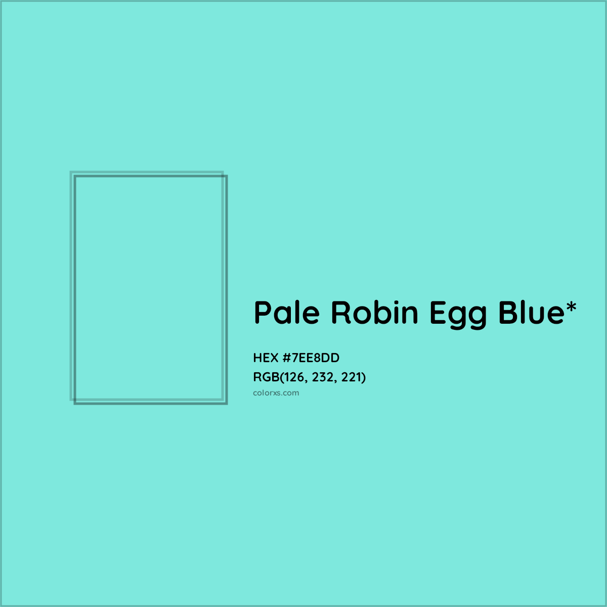#7EE8DD hex color. RGB, RYB, CMYK, HSL, HSV codes and color conversions. Matching color names, palettes, paints.