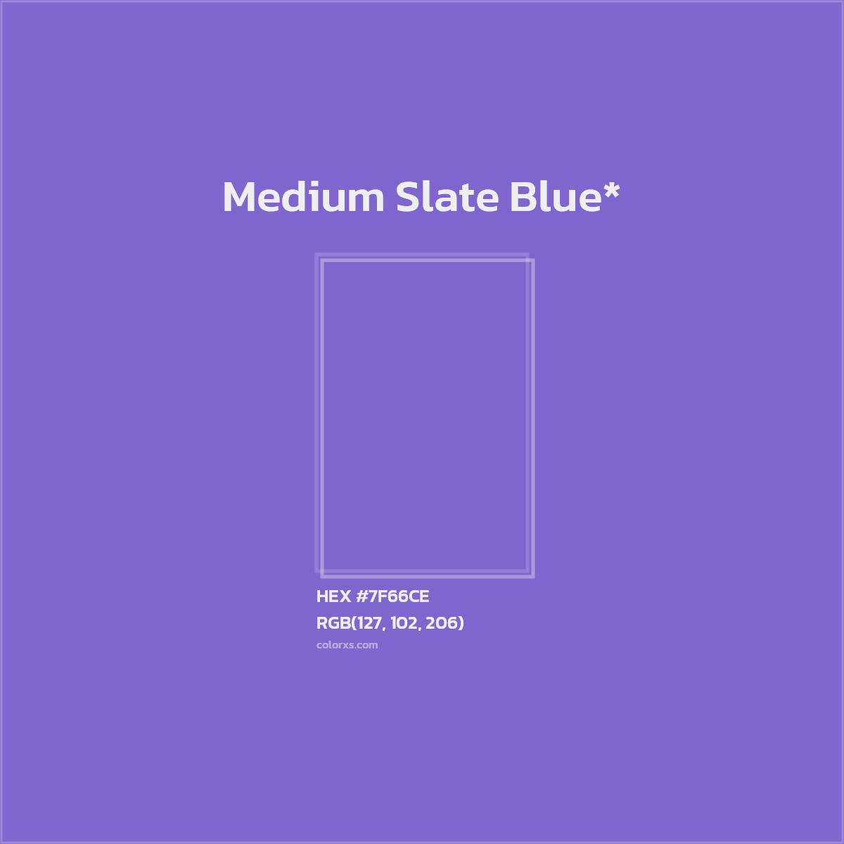 #7F66CE hex color. RGB, RYB, CMYK, HSL, HSV codes and color conversions. Matching color names, palettes, paints.