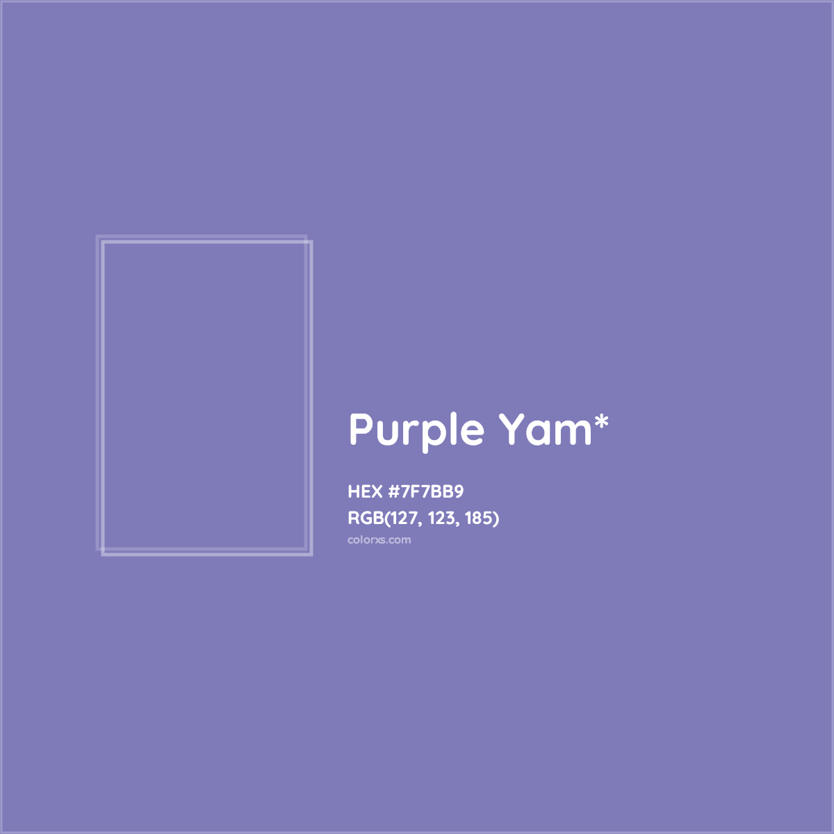 #7F7BB9 hex color. RGB, RYB, CMYK, HSL, HSV codes and color conversions. Matching color names, palettes, paints.