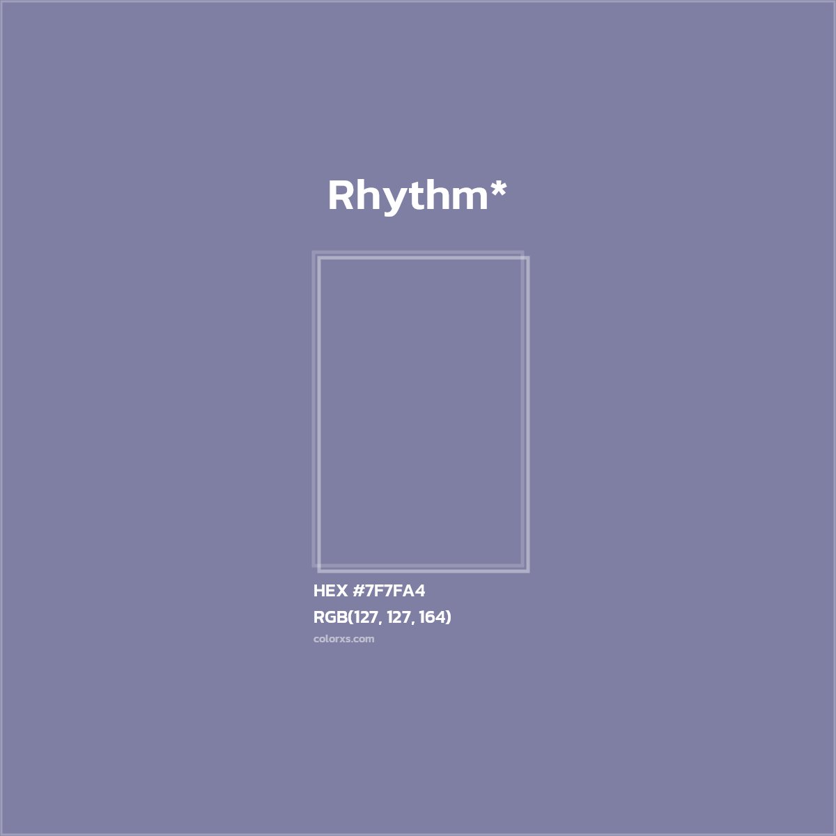 #7F7FA4 hex color. RGB, RYB, CMYK, HSL, HSV codes and color conversions. Matching color names, palettes, paints.