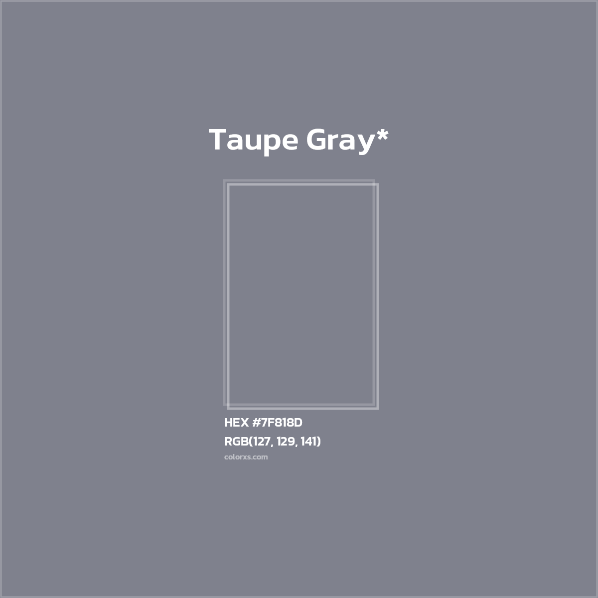 #7F818D hex color. RGB, RYB, CMYK, HSL, HSV codes and color conversions. Matching color names, palettes, paints.