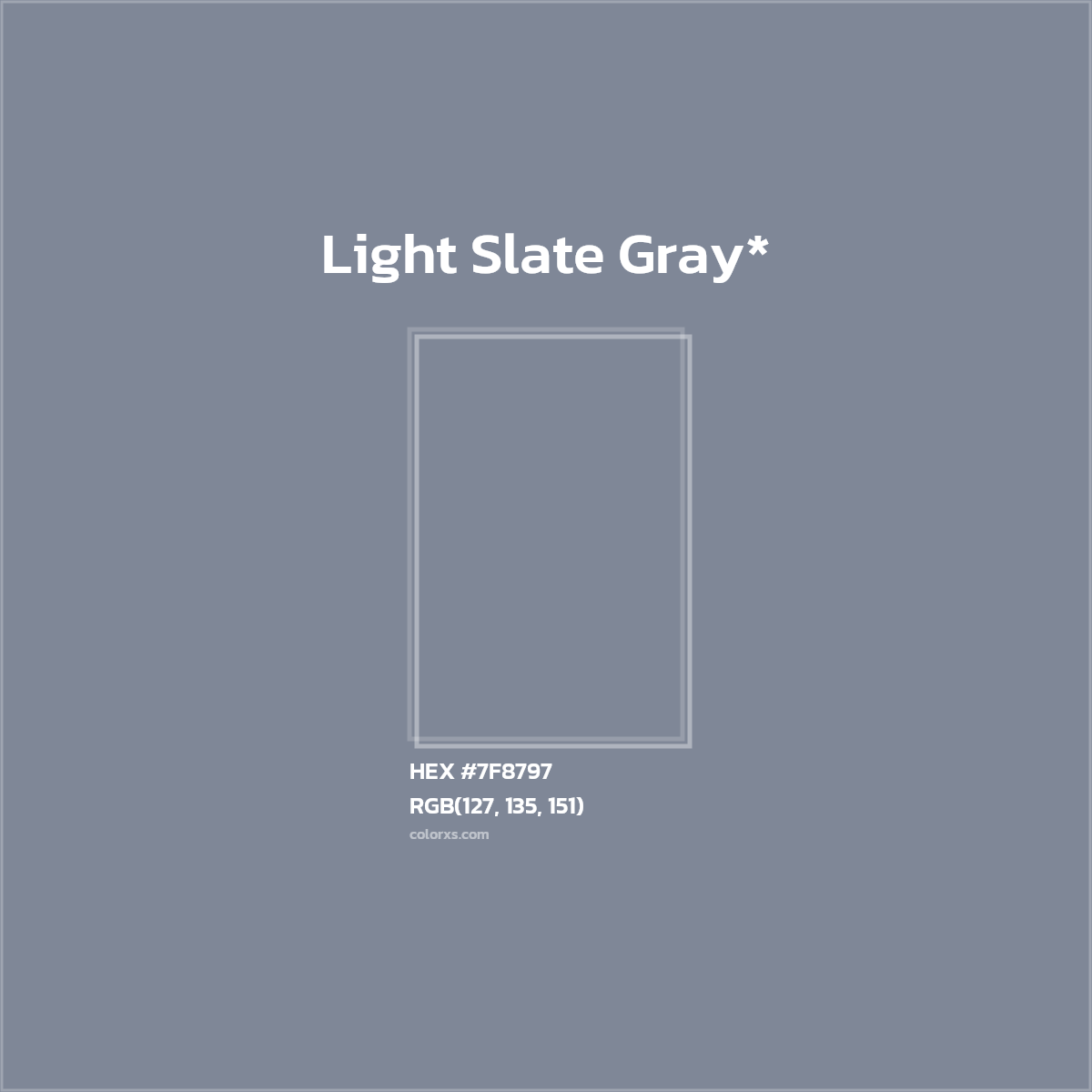 #7F8797 hex color. RGB, RYB, CMYK, HSL, HSV codes and color conversions. Matching color names, palettes, paints.