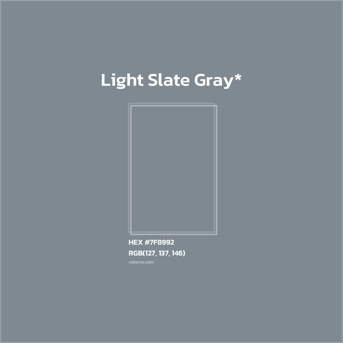 #7F8992 hex color. RGB, RYB, CMYK, HSL, HSV codes and color conversions. Matching color names, palettes, paints.
