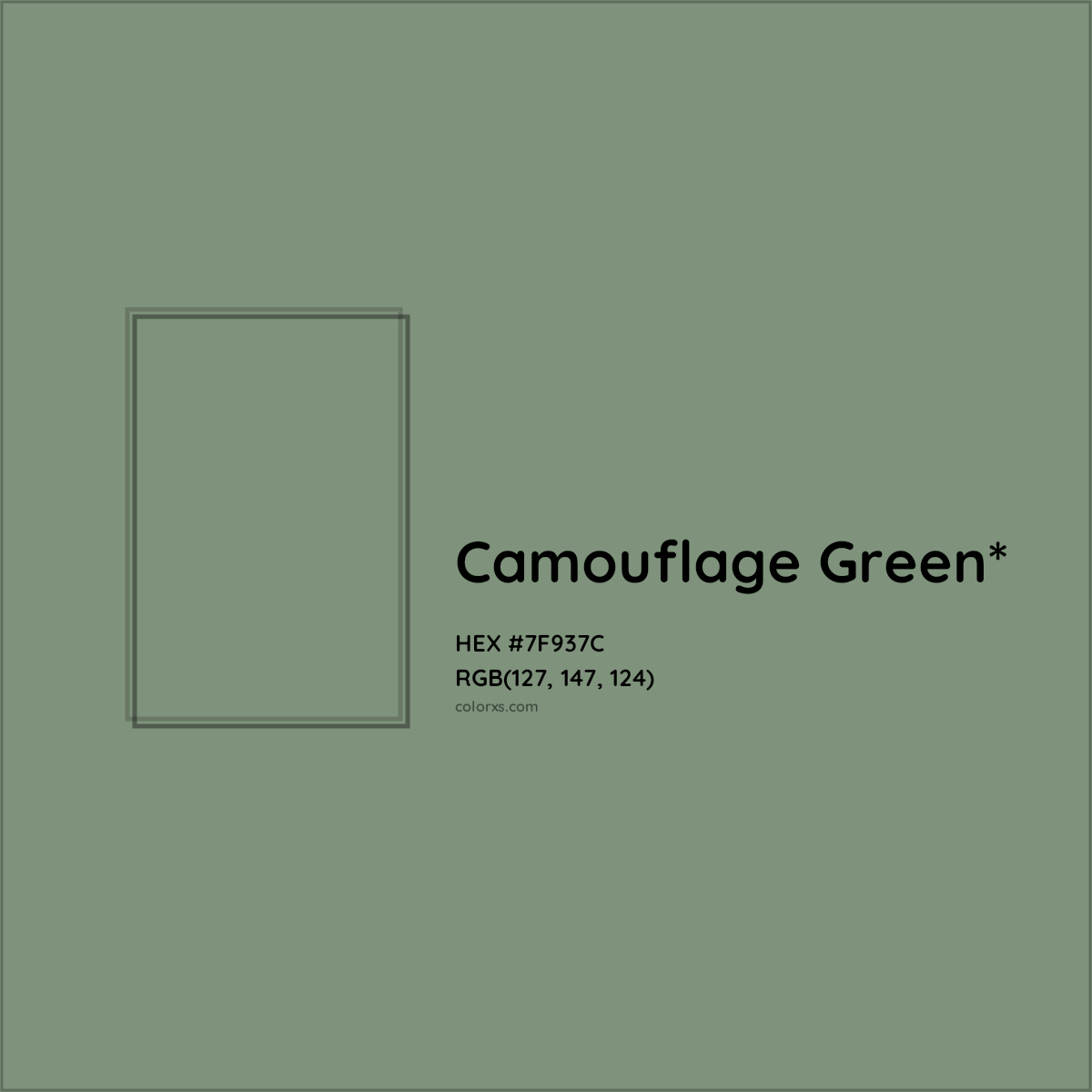 #7F937C hex color. RGB, RYB, CMYK, HSL, HSV codes and color conversions. Matching color names, palettes, paints.