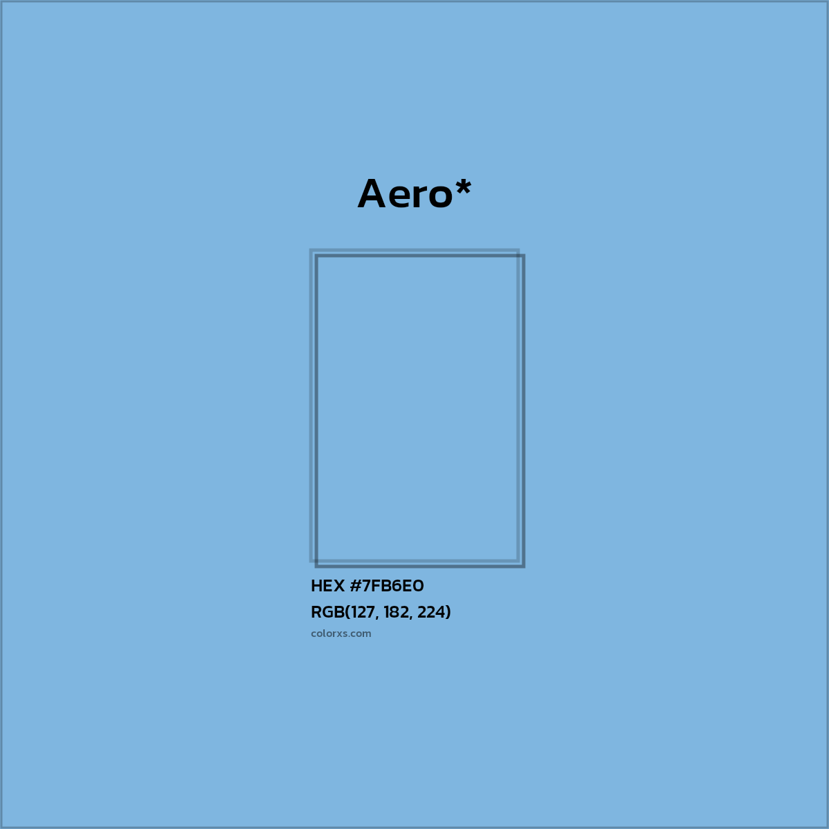 #7FB6E0 hex color. RGB, RYB, CMYK, HSL, HSV codes and color conversions. Matching color names, palettes, paints.